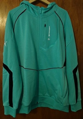 MEN'S PUMA BMW MOTORSPORT MMS HOODIE SWEAT ZIP JACKET AQUA SWEATSHIRT NWT