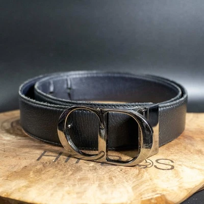 Ceinture homme Dior Homme cuir logo CD boucle ceinture authentique noir bleu ... - Photo 1/4