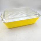 Vintage Pyrex 503 Yellow Casserole Dish w/ Clear Lid 9x7 Baking Dish