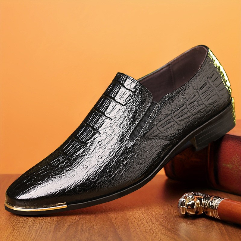 SAOLA Scarpe uomo inglesi a punta pull on eleganti formali business stampa coccodrillo nuove
