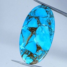 26.80Cts Lab-Created Oval Sky Blue Copper Turquoise Cabochon 20X37X4MM