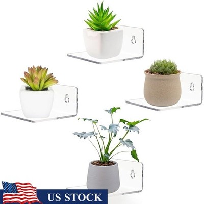 Acrylic Wall Shelves Space Saving Clear Floating Storage Home Organization 4 Set