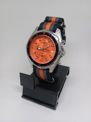 Casio AMW-380-4A Mens Orange Dial Chronograph 100M Diver Watch Nylon