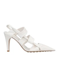  1100 BOTTEGA VENETA WHITE LEATHER SLINGBACK PUMPS SIZE 39