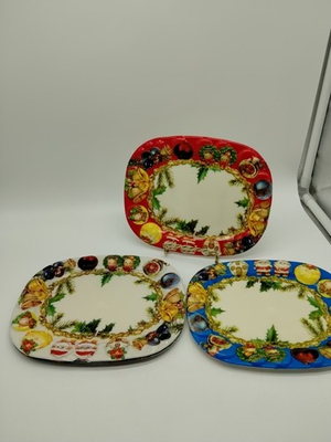 #ad #ad Set Of 5 Ramco Trading Corp Vintage Christmas 7.5quot; Tray Plastic Wax Back $16.99