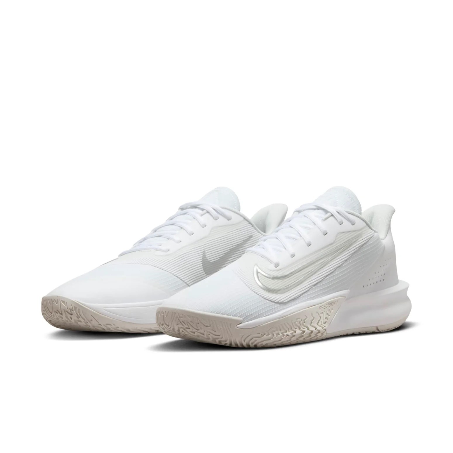 Mens Nike Precision VII Basketball Sneaker White Light Smoke