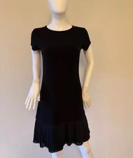 Michael Kors Black Short Sleeve Pleated Drop Hem Shift Dress Size S