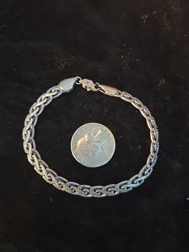 Vintage JC silver tone woven bracelet fancy edge - Picture 3 of 5