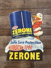 Vintage DUPONT Anti Freeze Advertising Sign Christmas Duck Snow Gas & Oil
