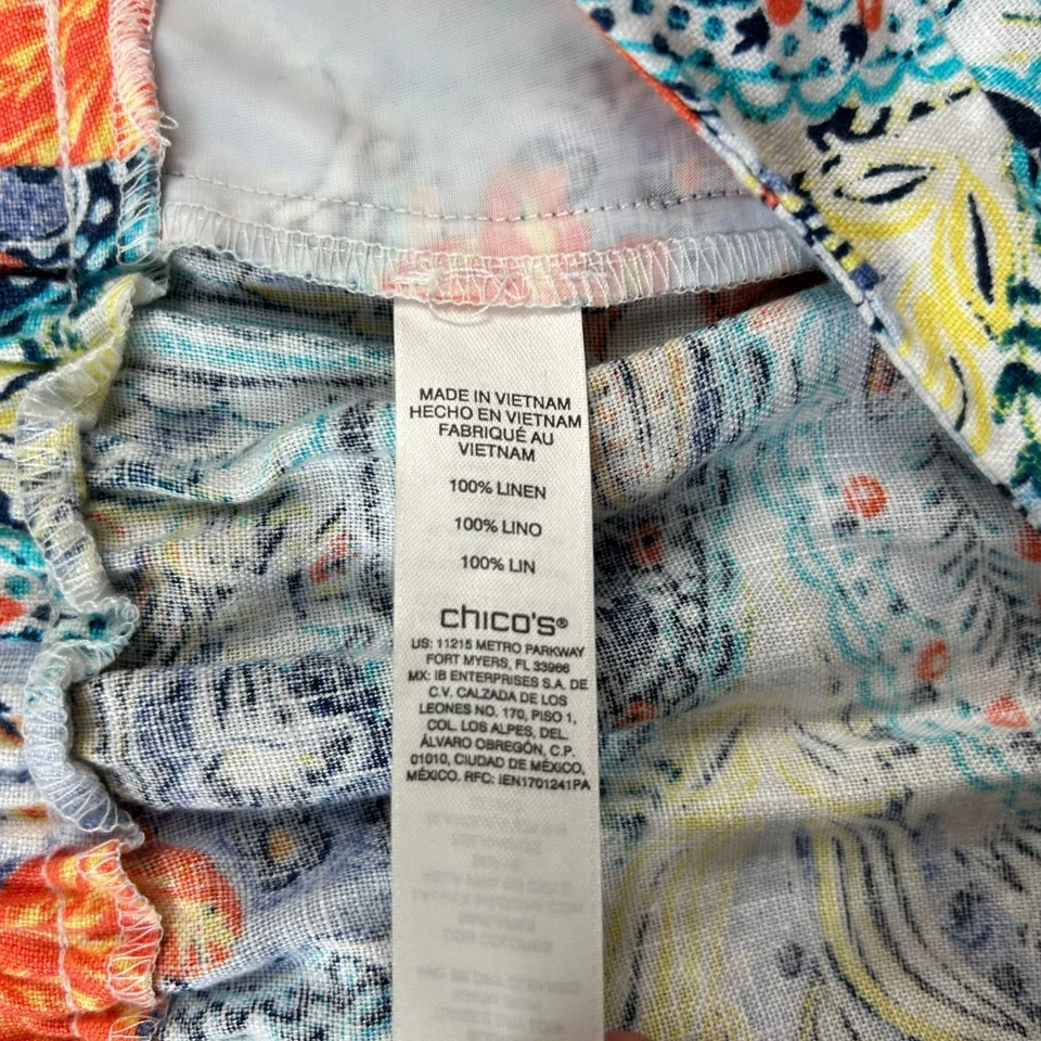 Pantalones Chicos Mujer 14 Naranja Floral Lino Frente Plano Pull On Talla 2.5 Foto 4 de 4