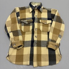 Vintage 70s Woolrich Heavyweight Mackinaw Shirt Jacket Plaid Wool Blend Men  s S