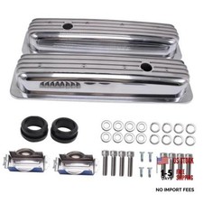 Aluminum Short Valve Covers Polished Finned Short Valve Covers Silver Aluminum Short Valve Covers Polished Finned Short Valve Covers Silver