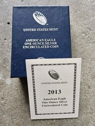 2013-W Uncirculated $1 American Silver Eagle Box & COA | No Coin