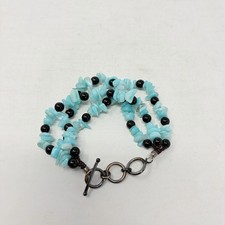 Shop LC Russian Amazonite/Black Agate/Glass Chip Bracelet 8.5in Long 5275