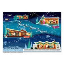 Mid-Century Modern Houses Christmas Cards - Package of 8 with Envelopes