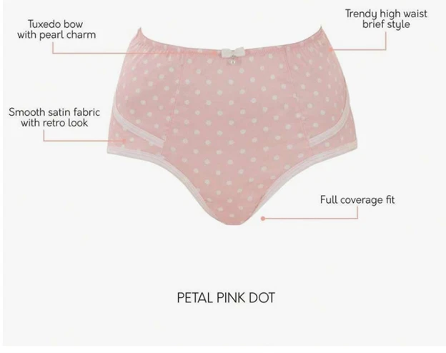 PARFAIT Charlotte 6917 высокая талия бриф атласные трусики L новый розовый горошек - Изображение 4 из 4