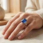 Mesmerizing Royal Blue Sapphire 11.85Ct 925 Sterling Silver White Gold Rings