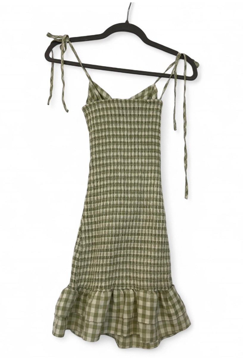 green emerald velvet dress Green Gingham Dress | Easter & Spring Mini Dress main image 0