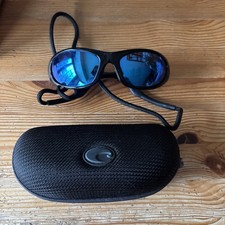Costa Fathom Blue Mirror Polarized Sunglasses Black Frame Case Included