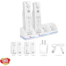 4-in-1 Charging Station for Wii&Wii U Remote Controller,Charger with 4 Rechar...