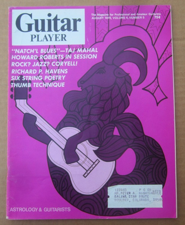 GUITAR PLAYER Magazine..Aug 1970 , Vol 4 No 5 - Taj Mahal, Larry Coryell, Havens