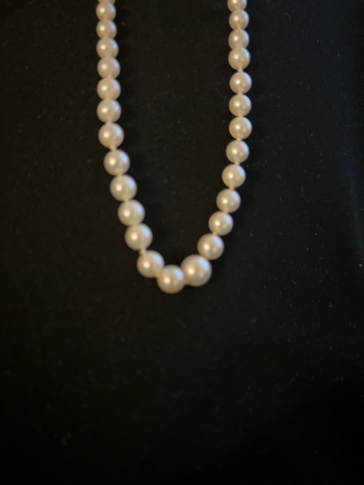 Women's White Round Pearl Beaded Strand Necklace, Yellow Gold Hook Clasp