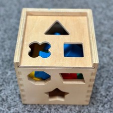 Melissa  Doug Wooden Shape Sorting Cube  Complete 12 Pieces  Montessori Toy