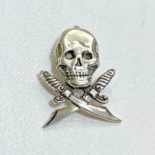 SKULL and Cross Swords PIRATES Ren Faire 925 Sterling Silver Pendant NEW