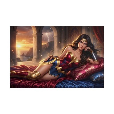 Wonder Woman Poster, Superhero Wall Art, Fantasy Print, Gamer Decor