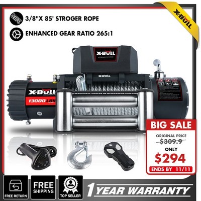 X-BULL Electric Winch 13000lbs Remote Steel Rope Towing Truck Trailer Car 4×4