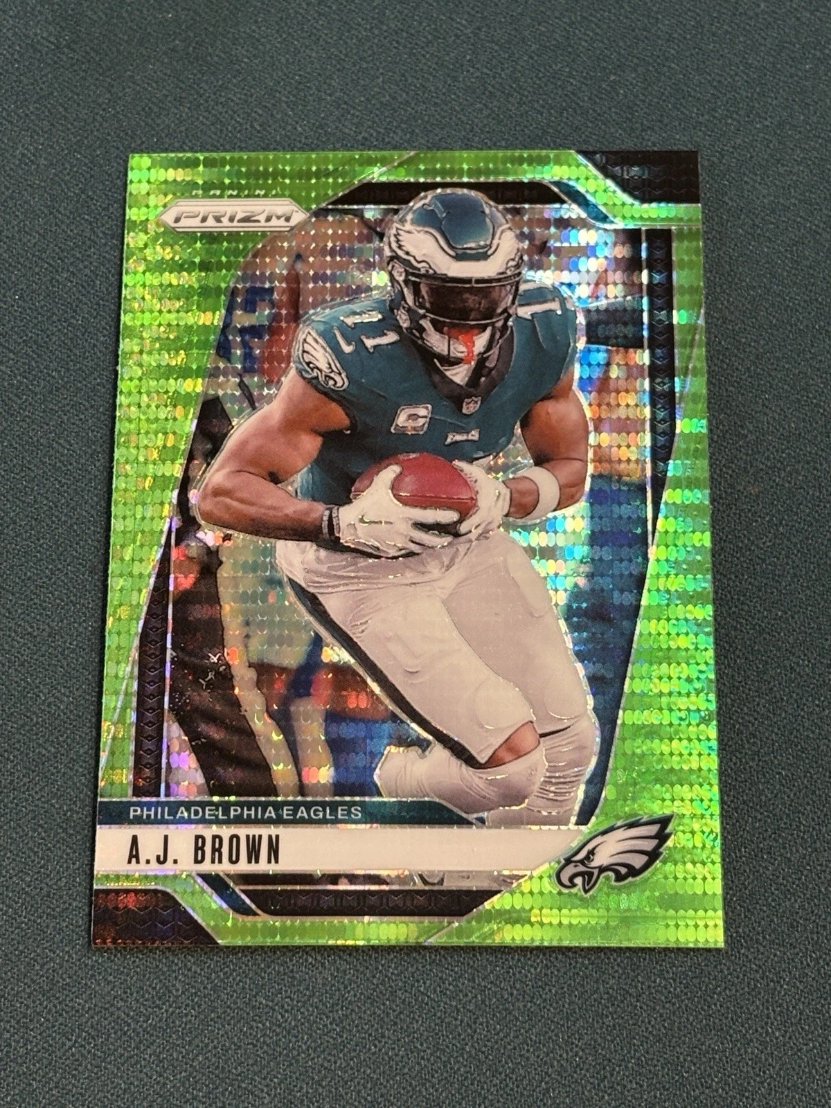 2024 Panini Prizm #233 A.J. Brown Neon Green Pulsar Eagles