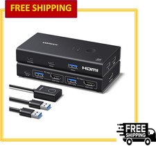 UGREEN KVM Switch HDMI 1 Monitor 2 Computers, 4K 60Hz 4 USB 3.0 Ports