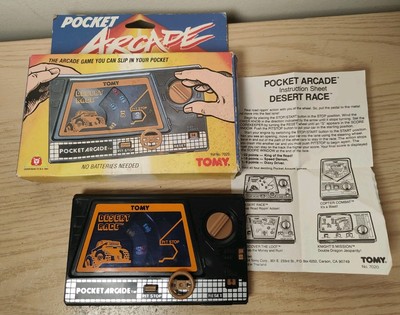 Boxed Tomy Pocket Arcade Games Pocketeers Handheld Wind-Up - Desert Race