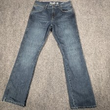 Wrangler Jeans Mens 33x34 Blue Retro Slim Boot Bootcut Dark Wash Stretch
