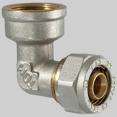 Raccordo a Compressione in Ottone Gomito Femmina D.50x1'1/2 - Gomito