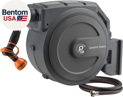 Retractable Garden Hose Reel 1/2 Inch X 130 Ft, Super Heavy Duty, Any Length Loc