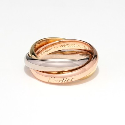 CARTIER TRINITY RING SCHMALES MODELL GOLD 750/18KT GR 48 LUXUS DREIFARBIG 18K
