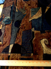 Faux suede polyester fabric with abstact design in browns and greens 37"x 62"