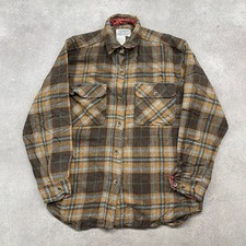 Jacob Flannel Shirt Mens Small Vintage Plaid Check Lumberjack Button Down, Brown