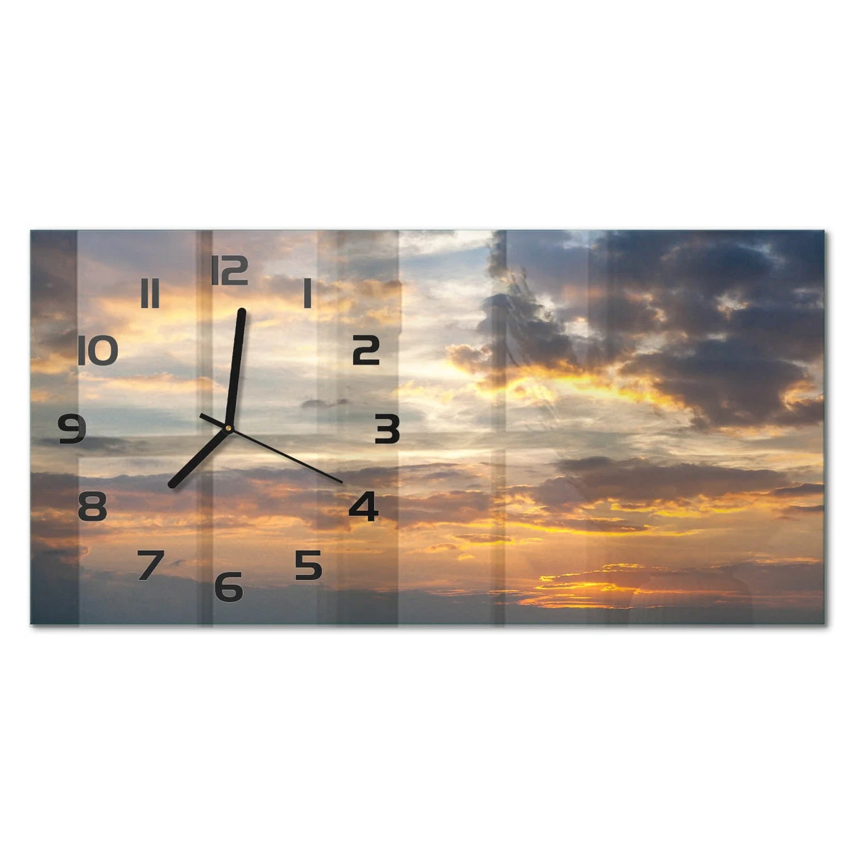 Reloj de Pared Rectangular Horizontal de Diseño Moderno Atardecer 60x30 cm
