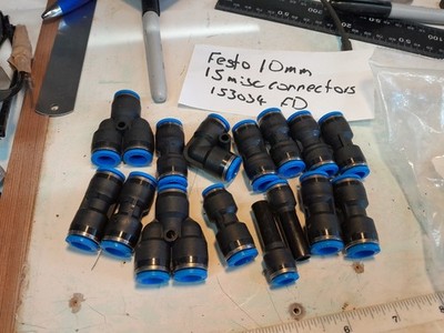 15x 10mm Festo Pneumatik Inline Durchflussregelventil Steckluftleitungsanschlüsse