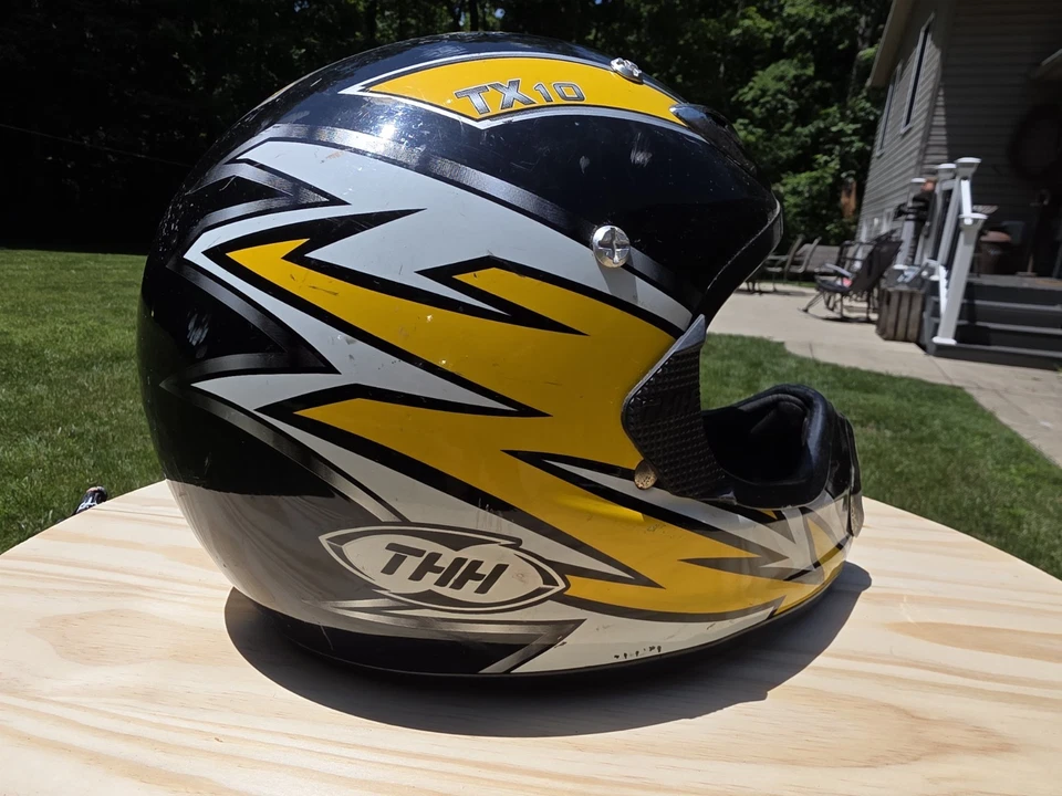 Casco todoterreno de motocross THH TX10 amarillo, negro y blanco talla juvenil XXL Foto 2 de 4