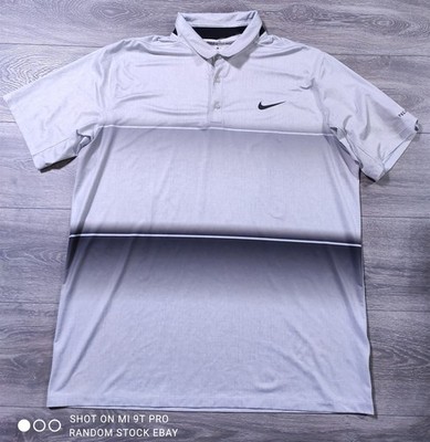 Nike Golf Shirt Mens X-Large Gray Striped Dri-Fit Pelican Hill Golf Club Polo