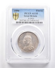 1890 Great Britain Florin S-3925 AU55 PCGS *5962