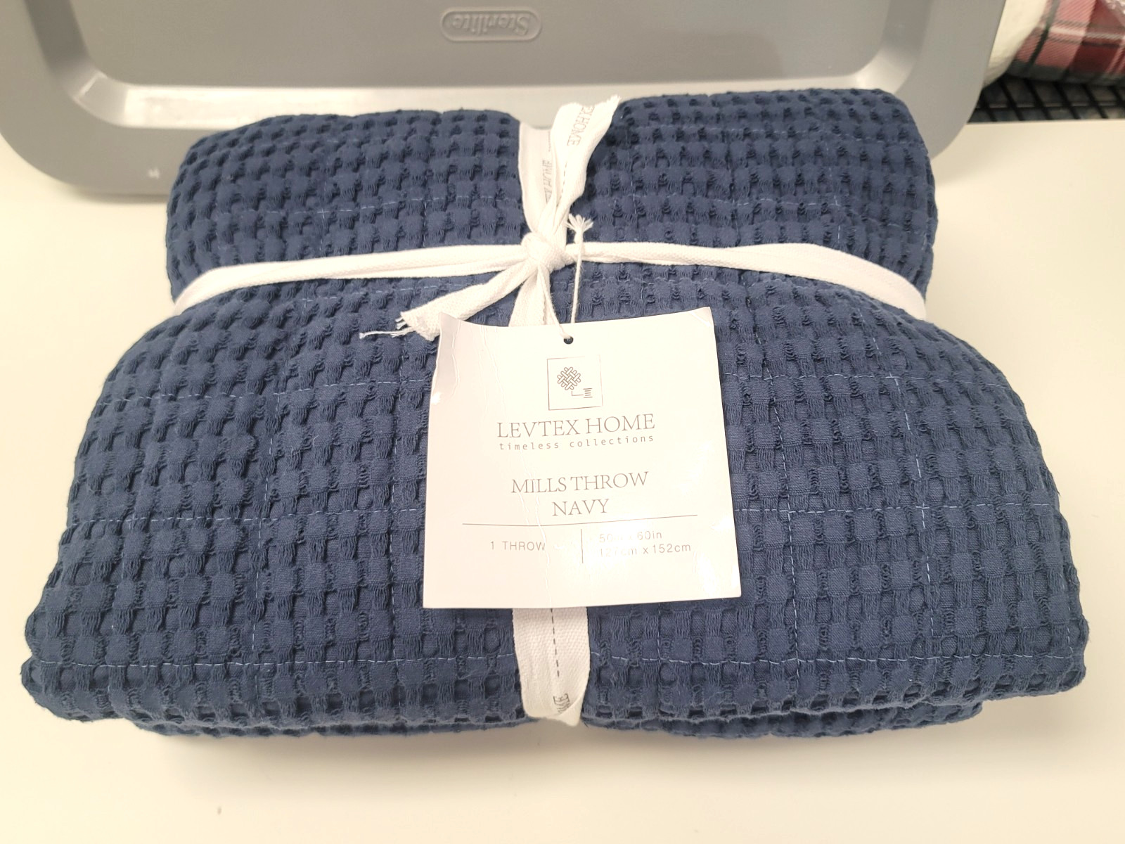 Levtex Mills Waffle Quilted  Cotton Throw Blanket 50'' X 60'' - Navy