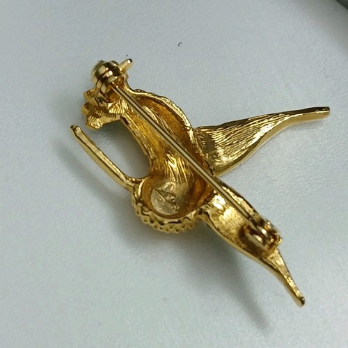 Green Enamel & Goldtone Hummingbird Pin/Tack for Lapel or Hat Rhinestone Eye - Picture 4 of 7