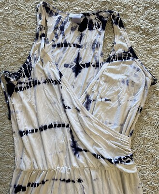 HARDTAIL HARD TAIL blue white tie dye sleeveless long stretch maxi dress  large l | eBay