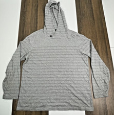 Banana Republic Mens Size XL Gray Striped Hoodie Pullover Sweatshirt