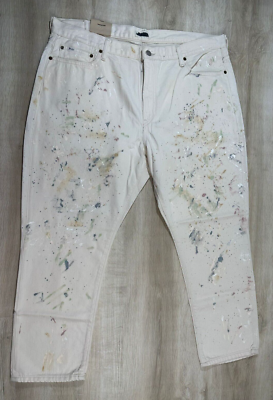 NWT Polo Ralph Lauren Womens Jeans White 26 Avery Boyfriend Jeans Paint  Splatter