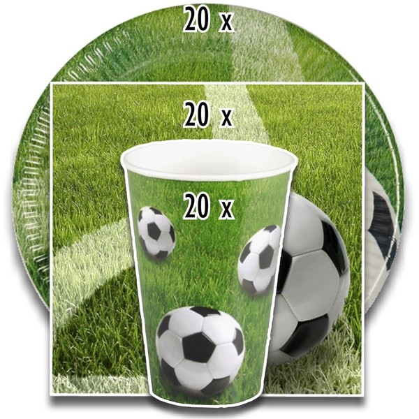 Party-Set FußBall 60-Tlg. Servietten Teller Becher Deko-Set Geburtstag Soccer-image